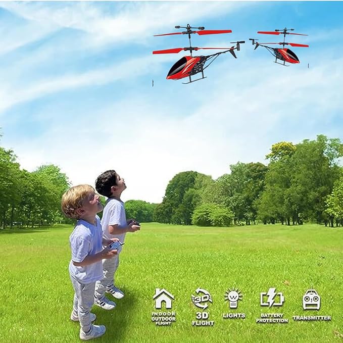 Rechargeable Flying Toy Helicopter with Remote Control & Safety Sensor for Kids. Ashiyana Shopping Mall 